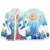 Chemises décontractées pour hommes Mode de mode Long Manche à manches longues Hawaiian Floral Beach Cloue Mens Clothing Male Camisas Vocation for Summer