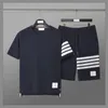 TB Designer Man Tracksuits Kurzärmele zwei Teile Sets Shorts T-Shirts Striped Mens Woman Tracksuit Sommer übernommen Hip Hop Asian S-3xl
