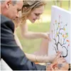 Other Event Party Supplies Wedding Fingerprint Tree Painting Loved Birds Guest Book Gift Souvenir Canvas Drop Delivery Home Garden Dhymb