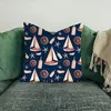 Pillow Marine Pattern Throw Cover Sailboat Wheel Lantern Boat Bottle Sea Star Ocean Home Decor Pillowcase