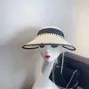 中国風シュイインクペインティングスモールフレグランス風空っぽなトップハット女性サンプロテクションハットサマーUV保護日帽子240514
