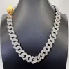 Collier cubain glacé 3 rangée 18 mm Hip Hop Fine bijoux VVS Moisanite Sterling Silver 925 Cuban Link Chain