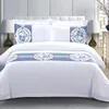 Bedding Sets 5-star El Luxury Cotton White-Gray Full King Soft Duvet Cover Bed/Flat Sheet Fitted Pillowcase 4pcs