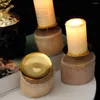 Candle Holders Wooden Holder Metal Tray Decor Natural Style Candlestick Ornament For Wedding Party Home Decoration