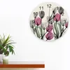 Horloges murales fleur idyllique gris rose rouge tulip grand enfants chambre silencieuse give de bureau décoration suspendue cadeau