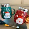 Kupalar yaratıcı ayna seramik fincan üst düzey çift kapak içme öğrenci kupa festivali doğum günü Noel dekor hediyesi