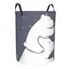 Sacs à linge Basket pliant dessin animé ours polaire maman et bébé rangement rond poube