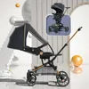 Strollers# High View Four Wheels Stroller zitten en liggen lichtgewicht babybidirectioneel vouwen 0 tot 3 jaar H240514