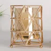 Candle Holders Golden Iron Holder European Geometric Candlestick Romantic Crystal Cup Home Decoration Table