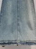 Saias saia jeans feminina listras altas diamante shinestone lavado rebarbas divididas de 2024 moda de verão 29L6142