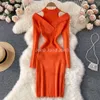 New design womens o-neck candy color off shoulder sexy bodycon tunic knitted knee length dress