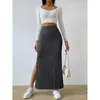 Skirts Women Elastic Waist Side Split Rib Knit Maxi Bodycon Pencil Skirt Solid Color Knitwear Package Hip Long