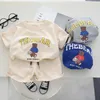 Clothing Sets Summer baby clothing set baby boys and girls short sleeved T-shirt and shorts set childrens cartoon bear top and bottom 2 pieces of Tracksuit d240514