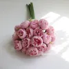 Fleurs décoratives 27 tête bouquet rose artificiel blanc rose jaune faux décor de table pour les fournitures de décoration de mariage de fête à la maison