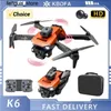 Drony KBDFA Nowy dron K6 1080p Triple Camera HD Professional Aerial Machine Flyer Inteligentne przeszkody Unikanie w celu powrotu samolotów S24513