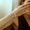 Cowlyn Pearl Bracelet Chain Ring Barok Culture Bossimi 14K GOUD VERLAADBAARDE MAAGIBLE VALENTINES DAG CHARM Exquise handgemaakte sieraden Geschikt voor Wome