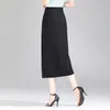 Signe in alto con la vita in alto Bodycon Black One Step Skirt per donne 2024 Summer Slim Fit Casual Straight Straight Office Midi Lady M-3XL H1813