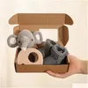 Mobiles 3Pcset Baby Rattle Toy Set Wooden Rodent Pendant Elephant Cloghet Animals Mobile Infants Knitting Shoes For Born Gift 231017 D Ot5Kf