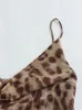 Plus -Size -Kleider sexy Leopardenmuster Seidenschlupf Kleid Frauen Rückenlessem Ärmel Maxi Frau 2024 Sommer Lady Party Vestidos Streetwear