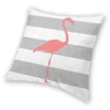 Kissen nautische Wurf Cover Home Decorative Pink Flamingo auf silbergrau weißen Streifen Kissenbezug für Wohnzimmer