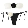 Женские купальные костюмы женская 2 штуки купальники 3D цветочный бикини -галстук для летних девушек для подростков.