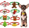 Appareils pour chiens Autocollant en tissu Style Nrages arcs réglables Small Cat Bowtie Snowman Santa Claus Accessoires pour chiens