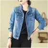 Damesjassen dames retro afslaan kraag denim jas high street lange mouw jas Koreaanse stijl losse dames tops jaqueta femini dhs3v