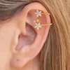 Ryggar örhängen GRA REAL 925 Sterling Silver Romantic Flowers Ear Cuff For Women Gold Plated Zircon Clip Fashion Jewelry Pendientes