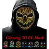 Maska Halloweenowa sukienka Luminous 3D LED UP UP Party Dance Party Cold Light Strip Maski do wsparcia Dostosowanie 0922 S