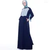 民族服イスラム教徒トルコバングラデシュロングスカートファッションカラーマッチングスタンドアップカラーローブ女性イスラムアバヤマレーシアドレスdhzrh