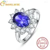 Cluster Rings 925 Sterling Silver Jewelry Wholesale Classic Blue Ring Stone 4.4ct Natural Tanzanite For Women Size Fine
