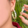 Boucles d'oreilles cerceaux Sinzry Luxury Ins Vintage Color Cubic Zircon exagéré grand pour les femmes