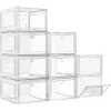 Förvaringslådor BINS Stora transparent skoboxarrangör (tjockt material) Robust skobox Dörr Stackbar skopruta som används för garderober