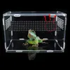 Transparent Reptile Animal Insect Pet Breathable Feeding Plastic Box Hamster Frog Snake Escape-Proof Cage Turtle Lizard Silkworm 240506