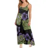 Casual Dresses Drop Beach Spaghetti Chiffon Maxi Dress Polynesian Tribal Clothing Samoan Custom Hawaiian Pikake Print