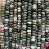 Colliers perlées 5 * 8 mm Moss Green Indian Agate Collier Natural Gemstone Plat Perle Water Pattern Jewelry D240514