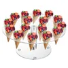 Bakeware Tools Ice Cream Cone Display Stand Round Transparent Holder For Weddings Födelsedagar Anniversaries 16 Hole
