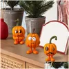 Obiekty dekoracyjne figurki 3 szt. Dynia Kreatywna miniaturowa żywica Funny Halloween dla półki stołowej Dostawa Domowe ogród deco Dhhsd