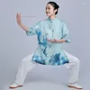 Vêtements ethniques 2024 Tai Chi Tai Chi Exercice de formation des arts martiaux Vêtements de performance Fleur Broderie en coton Taijiquan
