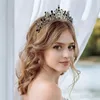 Copricapi romantici principessa corona per donne fatte a mano Rinestone tiara per la testa di perla di compleanno accessori per la festa di compleanno di gioielli