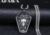 Afawa Witchcraft Vulture Coffin Pentagram Inverterad Cross rostfritt stålhalsband hängsmycken Kvinnor Silverfärgsmycken N3315S0212691090