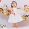 Robes de fille en bas âge pour bébé fille robe grand arc robe baptême de fête d'anniversaire bébé mariage blanc princesse robe baptême tutu robe moelleuse y240514