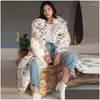 Women'S Fur Faux Womens Winter Leopard One-Piece Coat Long Suit Collar Imitation Mink Drop Delivery Apparel Clothing Outerwear Dhhtv