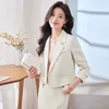 Two Piece Dress Elegant Skirt Suits For Women Long Sleeve Office Korean Casual 2024 Spring Autumn Double Breasted