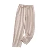 Calça de sono masculina academia de outono de outono pijamas 1pcs drape m-2xl calça poliéster de cor sólida feminino mulheres