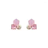 Boucles d'oreilles étalon 2024 Arrivée Pinc Crystal Square pour femmes filles élégantes bijoux géométriques Géométriques Géométriques Y2K