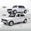 Diecast Model Cars 1/24 ratio LADA toy car model alloy die cast 6-door open pull back sound light ratio car toy T240513