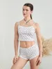 Femmes de maillots de bain pour femmes 2 pièces pyjamas set bowknot imprimer camisoles débardeur et shorts de taille élastique.