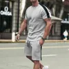 2PCSSet Sports Suit Men Tracksuits Summer Mens Sets Short Sleeve T -shirts Shorts Twopee Set Outfits 240422