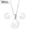 Earrings Necklace Romantic stainless steel moon star necklace earrings fashionable new moon earrings gold jewelry set childrens gift XW